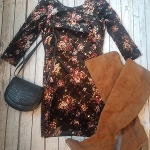 Velvet floral mini dress